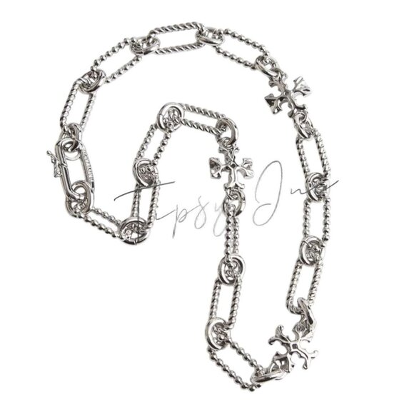 Tory Burch Silver Coated Roxanne Chunky Necklace! - Picture 2 of 4